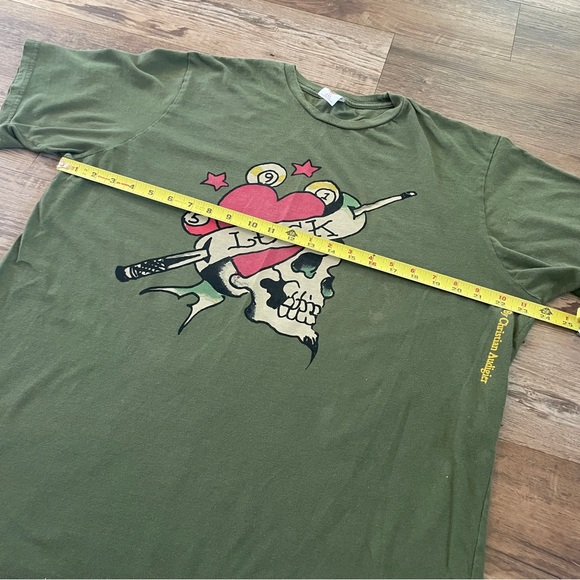 Ed Hardy green skull tattoo Y2K T-shirt XXL - Picture 5 of 6